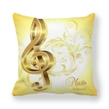 Fodera per cuscino musicale quadrata con chiave di violino dorata su sfumatura gialla - Decorazione Chiave di Violino Dorata (2)