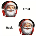 Christmas snowman themed car seat cover with front and back cartoon Santa prints - Funny Cartoon Santa (Style 7)