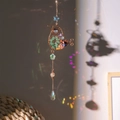 Bird-shaped suncatcher with natural colorful crystals and teardrop crystal pendant - Angry Bird Suncatcher