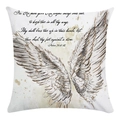 Détail de l'imprimé ailes d'ange et verset biblique sur taie d'oreiller blanche - Psaumes 91:11-12 avec Ailes (8) / 45x45 cm