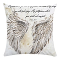 Détail de la taie d'oreiller avec ailes d'ange à l'aquarelle et verset du Psaume 91:4 - Psaume 91:4 avec Ailes (7) / 45x45 cm