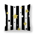 Kissenhülle aus Pfirsichhaut mit schwarz-weißen Streifen und goldenen Sternmustern - 45x45 cm / Schwarz Weiß Gestreifter Stern Stil (2)