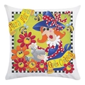 Detail of soft square pillowcase featuring colorful Mary Mary cartoon garden illustration - Mary Mary Quite Contrary Style (9) / 18x18 Inch