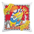 Square soft pillowcase featuring Little Jack Horner cartoon with checkered border - Little Jack Horner Style (6) / 18x18 Inch