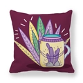 Violetter Pfirsichhaut-Kissenbezug mit Cartoon-Glas und Kaktus-Print im modernen Stil - Dunkelviolettes Glas Kaktus (4)