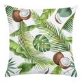 Macro detail of tropical watercolor pillow cover with coconut and palm leaf patterns - 45cmx45cm / Watercolor Coconut and Monstera Style (5)