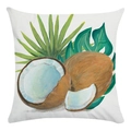 Zachte vierkante kussensloop met artistieke print van palmbladeren en kokosnoten - 45cmx45cm / Geschilderde Kunst Tropische Plant Stijl (4)