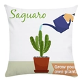 Dettaglio di federa bianca morbida con motivo a cactus e design a annaffiatoio - 45*45cm / Saguaro (8)