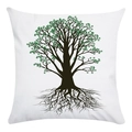 Detail of soft white pillowcase featuring a vibrant green fortune tree print with roots - Lush Green Tree and Deep Roots Style (18)