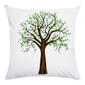 Macro detail of soft pillowcase featuring a lush green tree pattern on white fabric - Lush Branches and Leaves Big Tree Style (11)