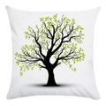 Detail shot of the square pillowcase featuring a green vibrant tree of life print pattern - Bright Green Leaf Life Tree Style (10)