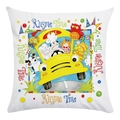 Funda de cojín cuadrada con autobús amarillo y personajes con estampado Rhyme Time - Estilo Tiempo de Rimas Autobús (2) / 45x45 cm