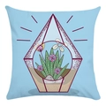Light blue square pillowcase featuring soft cactus succulent print on white background - Light Blue Rhombus Pot Succulent (14)