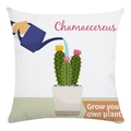 White cactus pillowcase with 'Grow your own plant' print and illustration design - 18x18 Inch / Chamaecereus (2)