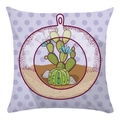 Detail of soft purple polka dot pillowcase featuring hand-drawn cactus and succulent art - Purple Polka Dot Globe Cactus (13)