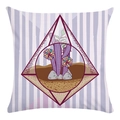 Close-up of soft fabric texture featuring cartoon cactus and purple stripes on pillow cover - Purple Striped Rhombus Frame Cactus (12)