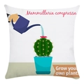 White square cushion cover with cactus print and Mammillaria compressa gardening theme - 18x18 Inch / Mammillaria compressa (4)
