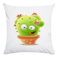 Close-up of the ultra-soft decorative pillowcase featuring a cute cartoon cactus design - Winking Tongue Out Cactus in Polka Pot (8)