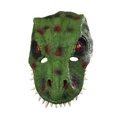 Realistische grüne 3D T-Rex Dinosaurier-Maske mit roten Blutflecken und weißen Zähnen - Rotpunkt T-Rex Stil (HNA17118)