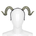 Realistisches gelb-schwarzes Widderhorn Stirnband für Halloween Cosplay Kostüme - Antiksilber