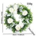 Couronne artificielle de 50 cm avec pivoines blanches et eucalyptus pour décoration - Couronne de Pivoines