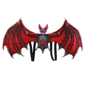 Red and black bat wings costume accessory with realistic textures and elastic straps - Kids Red Bat Wings