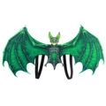 Green and black Halloween bat wings costume accessory with elastic straps for kids - Kids Green Bat Wings