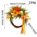 Artificial Autumn Wreath with Pumpkins and Sunflowers Measuring 45x40cm and 234g - Artificial Sunflower Pumpkin Deadwood Style (H2-45)