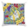 Funda de cojín blanca con diseño de pájaros de dibujos animados y cuna de bebé - Estilo Duérmete Niño (4) / 45x45 cm