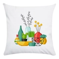 Cute cactus and succulent pattern pillowcase in white polyester with nordic art design - Nordic Vibrant Pots and Plants (16)