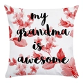 Floral soft pillow case with red blossoms and My Grandma Is Awesome text on white - Grandma Awesome Red Flower Style (12)