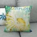 Linen nautical cushion cover with Cancer zodiac sign and nautilus shell print - 18x18 Inch / Cancer Nautilus Theme (1)