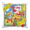 Soft square pillow cover featuring Little Miss Muffet illustration and checkerboard border - Little Miss Muffet Style (7) / 18x18 Inch