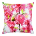 Super soft square pillowcase with high-definition peach blossom and bird print design - Green Bird Perching Pattern (2) / 18x18 Inch