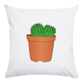 Funda de cojín cuadrada con estampado de cactus sobre tela blanca suave de calidad - Cactus en Maceta Naranja (1)