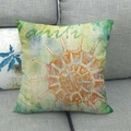 Ocean shell pattern decorative pillow case on a grey sofa with linen texture - 18x18 Inch / Orange Shell Texture (2)