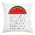 Detail view of soft canvas pillowcase featuring creative oil paint watermelon fruit pattern - Creative Watermelon Section