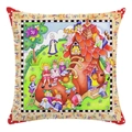 Square soft pillow cover with colorful old lady who lived in a shoe cartoon design - Old Woman in a Shoe Style (17) / 18x18 Inch