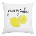 Detail of square pillowcase with lemon pattern and you are my sunshine text - Yellow Lemon (Sunshine)