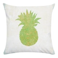 Detailed fabric texture of white pillowcase featuring a green and orange oil painting pineapple - Minimalist Pineapple