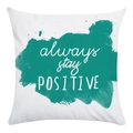 Weicher quadratischer Kissenbezug mit grünen Mustern und always stay POSITIVE Aufdruck - Always Stay Positive Stil (1)