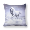 Peach skin pillowcase featuring a white running horse against a purple starry sky background - Dreamy White Horse Purple Galaxy (34)