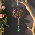 Golden suncatcher with crystal butterfly and natural colorful stones tree of life - Dragonfly Sun Catcher