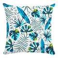 Detail of soft square pillowcase with tropical monstera leaves and palm prints - 18x18 Inch / White Base Multicolor Tropical Leaves (16)