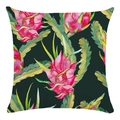 Tropical dragon fruit pattern on ultra soft black square throw pillow cover case - 18x18 Inch / Black Base Watercolor Dragon Fruit (13)