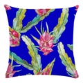 Detailed watercolor dragon fruit pattern on ultra-soft navy blue square pillowcase - 18x18 Inch / Deep Blue Base Watercolor Pitaya (12)