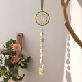 Green tree of life suncatcher with natural raw healing stones and crystal pendant - Green Breath Raw Stone Woven Pendant