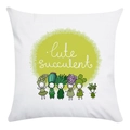 Funda de cojín cuadrada blanca con estampado de dibujos de cactus y suculentas - Mezcla de Suculentas Lindas en Verde y Morado (4)