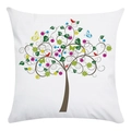 Square cushion cover with colorful Tree of Life print on white soft fabric - Colorful Life Tree Style (6)