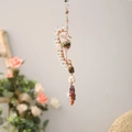 Handmade wire-wrapped seahorse suncatcher with amethyst and tiger eye natural stones - Pony Woven Raw Stone Car Hanging